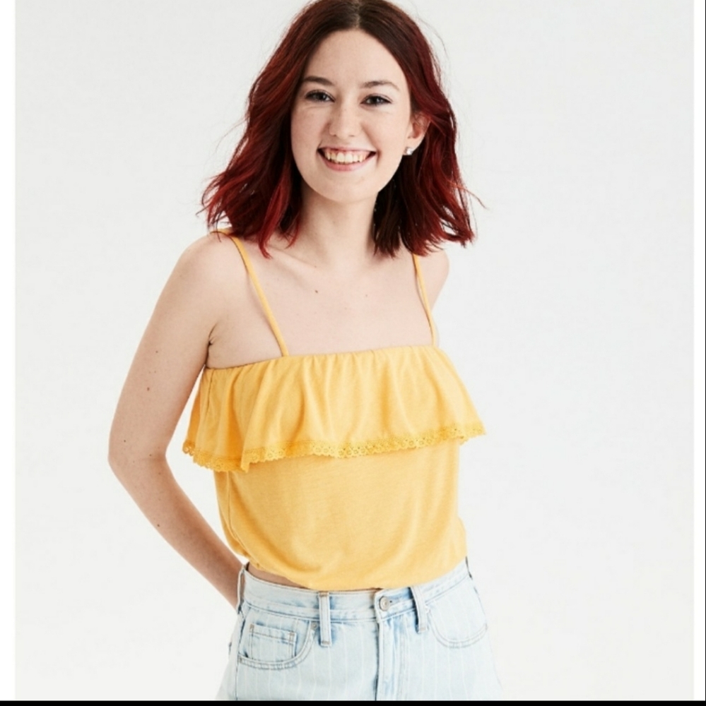 American Eagle | LACE TRIM BUBBLE TOP